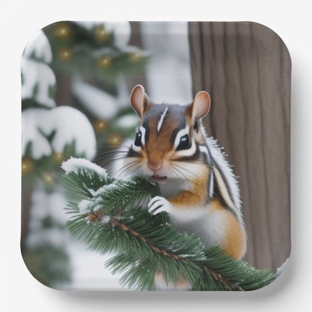 Plato De Papel Navidades Chipmunk (Anverso)
