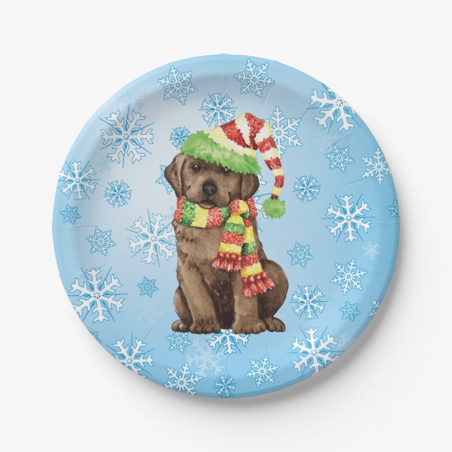 Plato De Papel Navidades Chocolate Lab (Anverso)