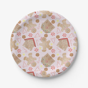 Plato De Papel Navidades cocina con franja rosada