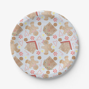 Plato De Papel Navidades cocina con placas de papel de franja azu