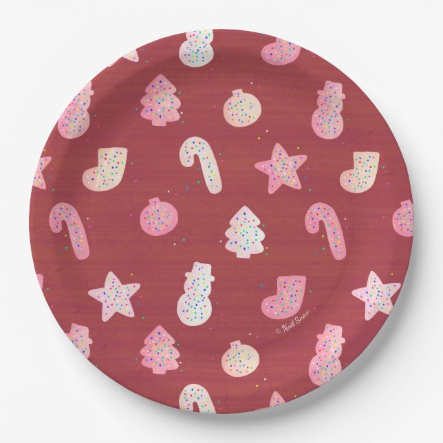 Plato De Papel Navidades cocina placa de papel rojo (Anverso)