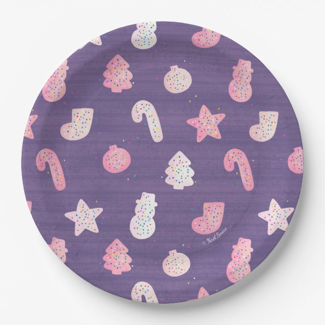 Plato De Papel Navidades cocina placas de papel morado (Anverso)