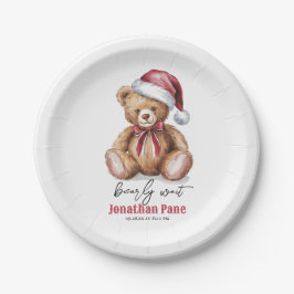 Plato De Papel Navidades con acuarela Bearly Wait Baby Shower