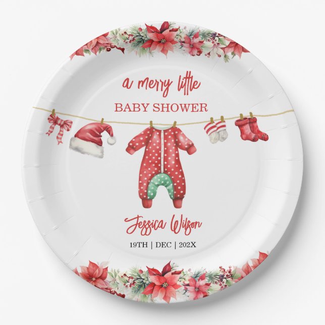 Plato De Papel Navidades con poco género Baby Shower neutral (Anverso)