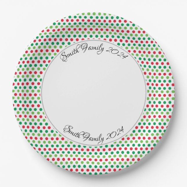 Plato De Papel Navidades con puntos personalizados (Anverso)