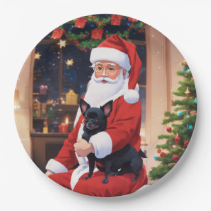 Plato De Papel Navidades con un perro chihuahua feliz