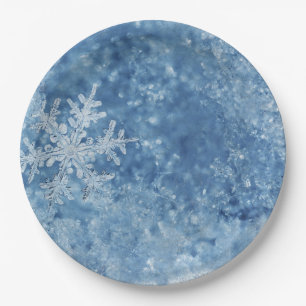 Plato De Papel Navidades congelados copos de nieve