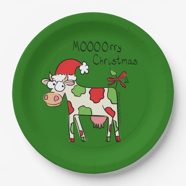 Plato De Papel Navidades Cow Funny Personalizados Kids (Anverso)