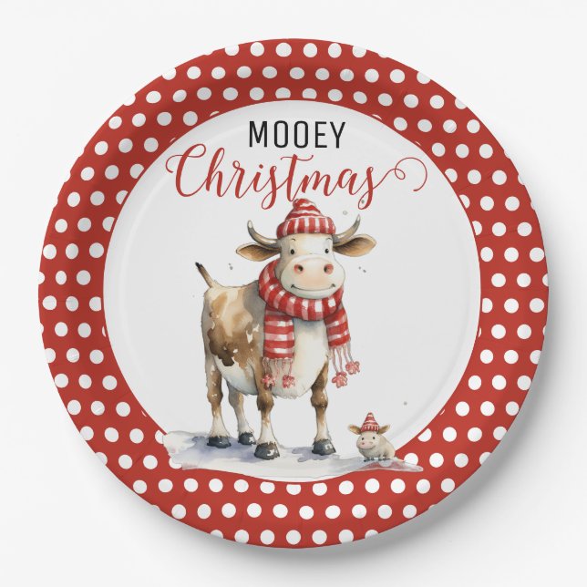 Plato De Papel Navidades Cow Pun (Anverso)
