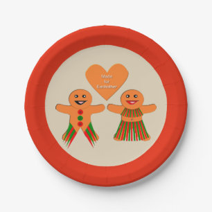 Plato De Papel Navidades Cuidados Gingerbread Pareja