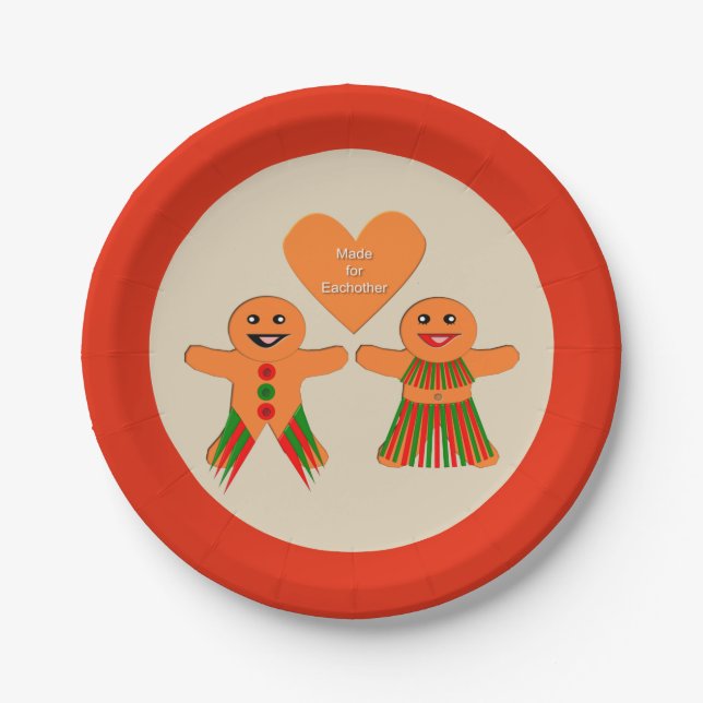 Plato De Papel Navidades Cuidados Gingerbread Pareja (Anverso)