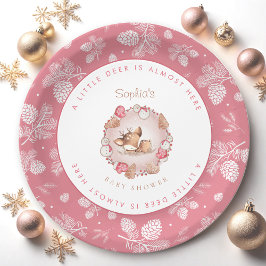 Plato De Papel Navidades Cute Chica de venado rosa Baby Shower