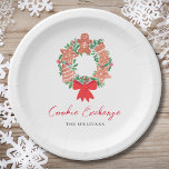 Plato De Papel Navidades Cute Gingerbread Holiday Cookie Exchange<br><div class="desc">¿Está planeando un intercambio de cookies? Estas lindas placas de papel cuentan con una corona de galletas festivas acuarelas y una tipografía de escritura moderna. Personalizable fácil. Hay invitaciones y suministros de fiesta coincidentes en esta colección. Acuarela original © Michele Davies.</div>