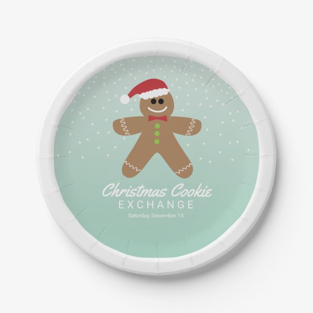 Plato De Papel Navidades Cute Gingerbread Man Cookie Exchange (Anverso)