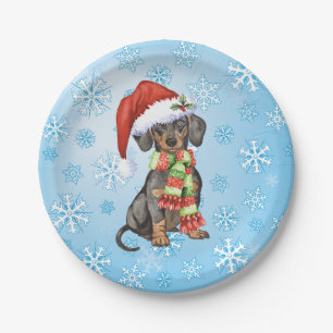 Plato De Papel Navidades Dachshund
