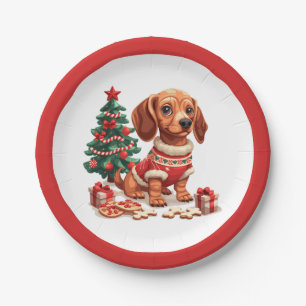 Plato De Papel Navidades Dachshund Dog Holiday Cookies