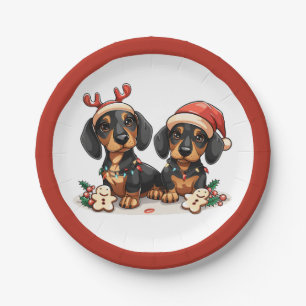 Plato De Papel Navidades Dachshund Dogs