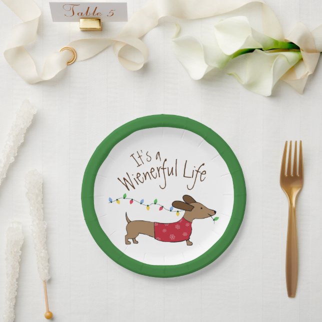 Plato De Papel Navidades Dachshund Postres Placas desechables (Boda)