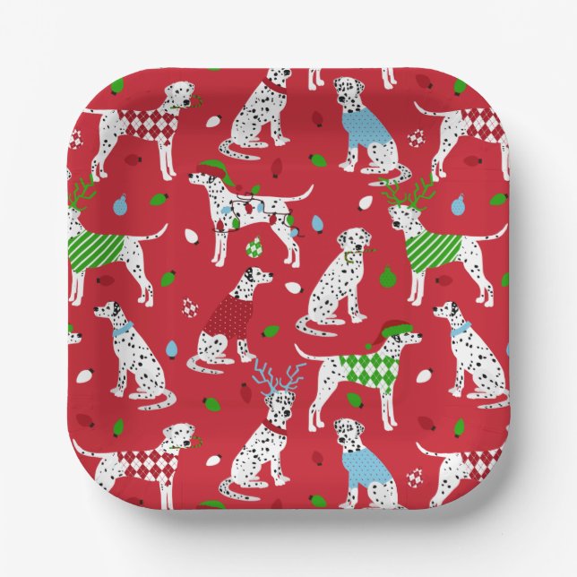 Plato De Papel Navidades Dalmatian (Anverso)