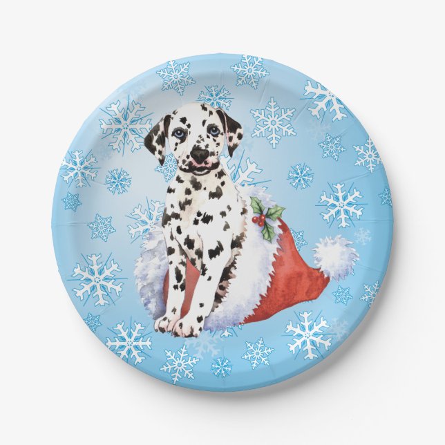 Plato De Papel Navidades Dalmatian (Anverso)