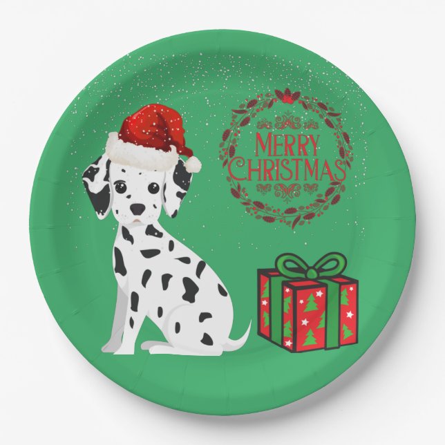 Plato De Papel ¡navidades Dalmatian y regala placas de papel! (Anverso)