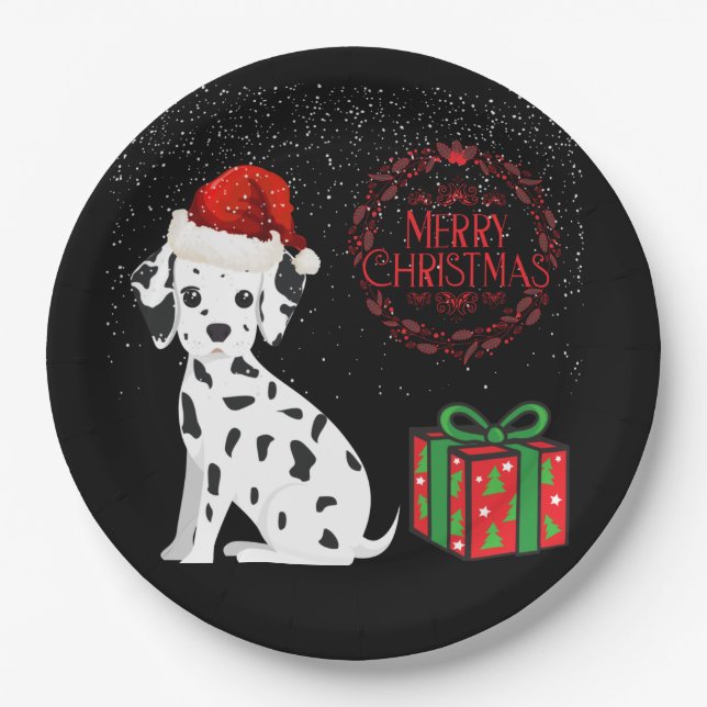 Plato De Papel ¡navidades Dalmatian y regala placas de papel! (Anverso)