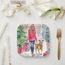 Navidades de acuarela Chica de compras de moda