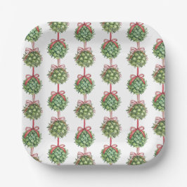Plato De Papel Navidades de acuarela Coquette Mistletoe Placas
