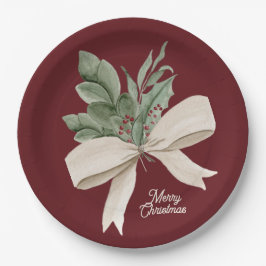 Plato De Papel Navidades de acuarela verde personalizado