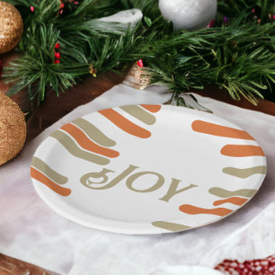 Plato De Papel Navidades de Alegría en Bloque Moderno