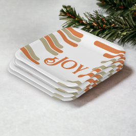 Plato De Papel Navidades de Alegría en Bloque Moderno