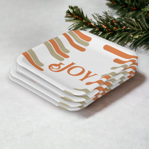 Plato De Papel Navidades de Alegría en Bloque Moderno