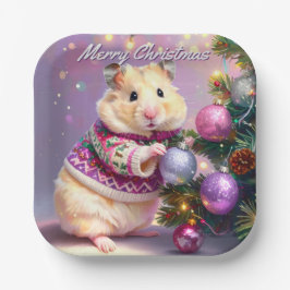 Plato De Papel Navidades de árbol decorativo de hámster