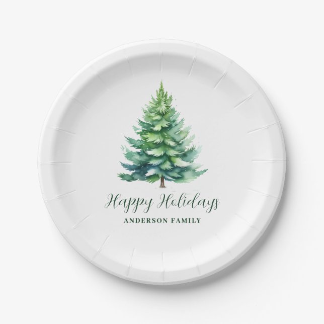 Plato De Papel Navidades de árbol simples y personalizados (Anverso)