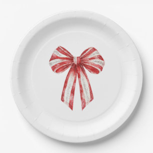 Plato De Papel Navidades de arcos blancos de menta roja