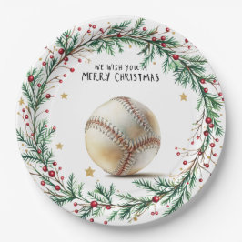 Plato De Papel Navidades de béisbol