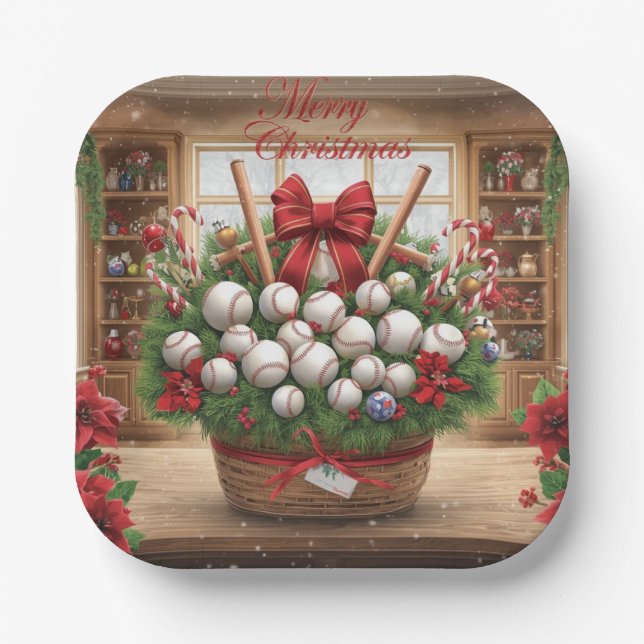 Plato De Papel Navidades de béisbol (Anverso)