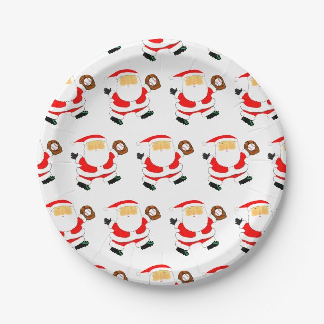Plato De Papel Navidades de béisbol (Anverso)