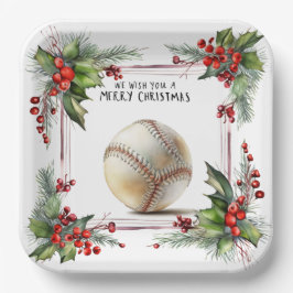 Plato De Papel Navidades de béisbol
