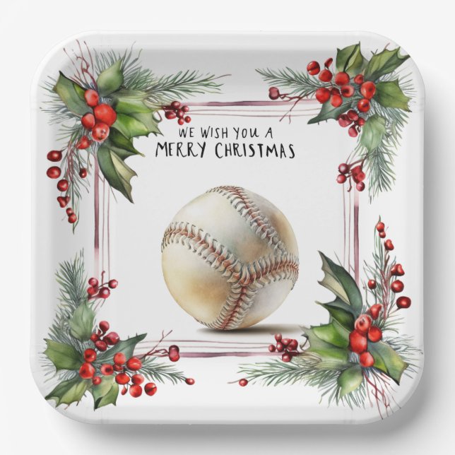Plato De Papel Navidades de béisbol (Anverso)