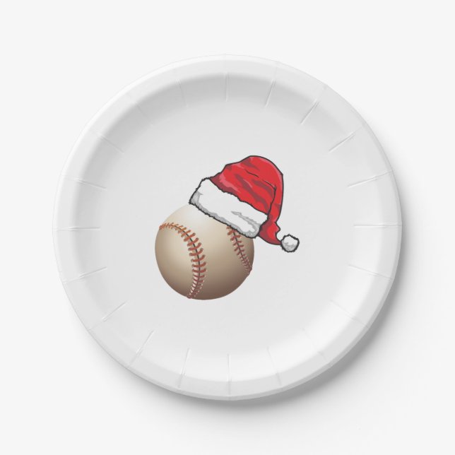 Plato De Papel Navidades de Béisbol Santa Hat (Anverso)