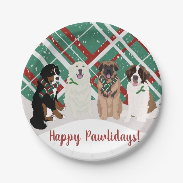 Plato De Papel Navidades de Berna Leonberger Pyrenees St Bernard  (Anverso)