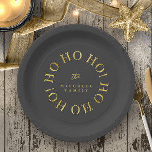 Plato De Papel Navidades de Black Gold Ho Ho Ho ID1009