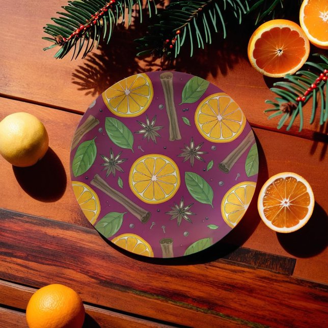 Plato De Papel Navidades de borgoña picante (Christmas mulled wine spicy burgundy paper plates)