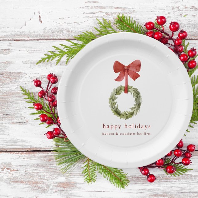 Plato De Papel Navidades de Boxwood Wreath Red Bow (Subido por el creador)