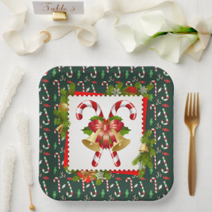 Plato De Papel Navidades de Candy Cane