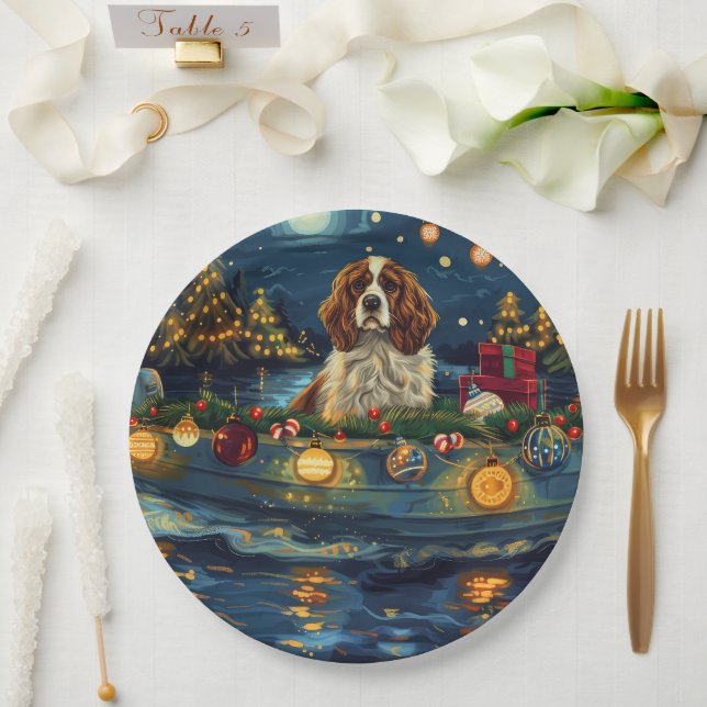 Plato De Papel Navidades de Cavalier King Charles Voyage (Boda)
