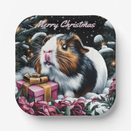 Plato De Papel Navidades de cerdo de Guinea