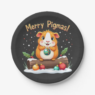 Plato De Papel Navidades de Cerdo de Merry Pigmas Guinea