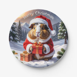 Plato De Papel Navidades de cerdo de Santa Guinea